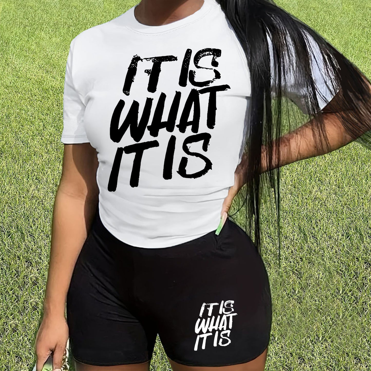"It Is What It Is" Two-Piece Short Set