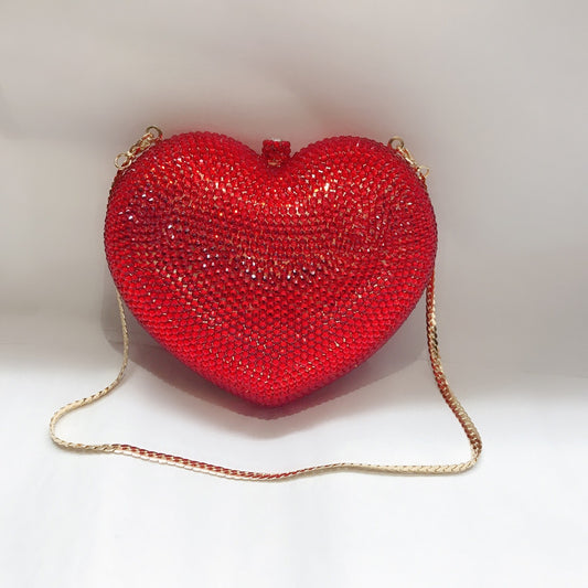 Red Peach Heart-shaped Diamond Clutch