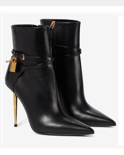 Ankle Lock Pointed Toe Ankle Boots