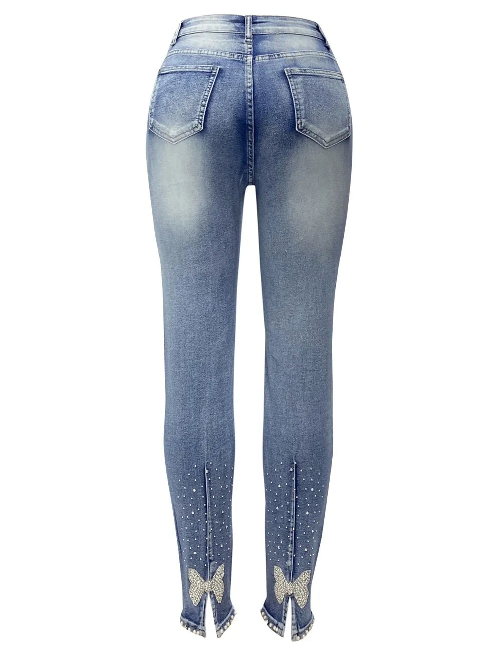 Washed Denim Nail Bead Jeans
