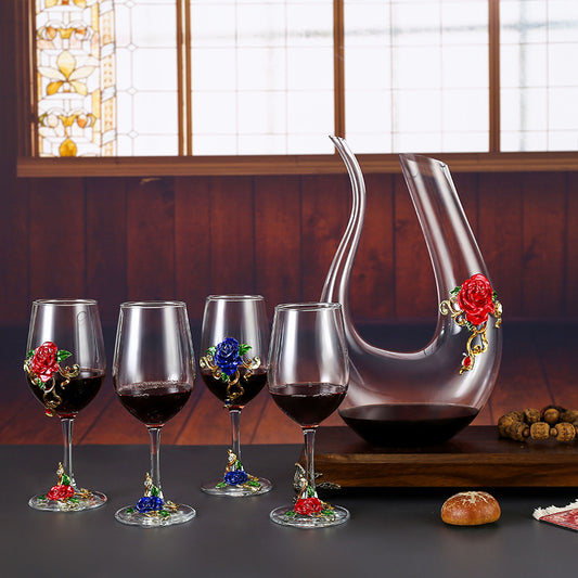 Enamel Crystal Glass Red Wine Glass Goblet Decanter