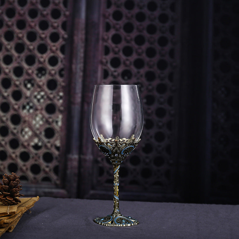 Red Wine Crystal Glass High Footed Cup Decanter Set