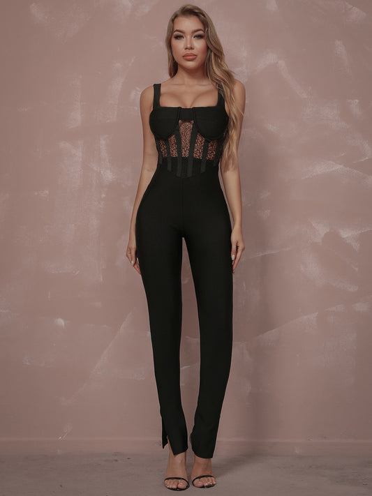 Lace Sleeveless One-Piece Slim Fit Jumpsuit