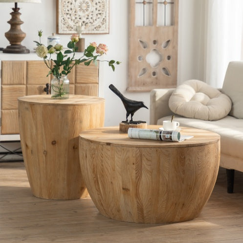 Vintage Bucket Shaped Coffee Table Set