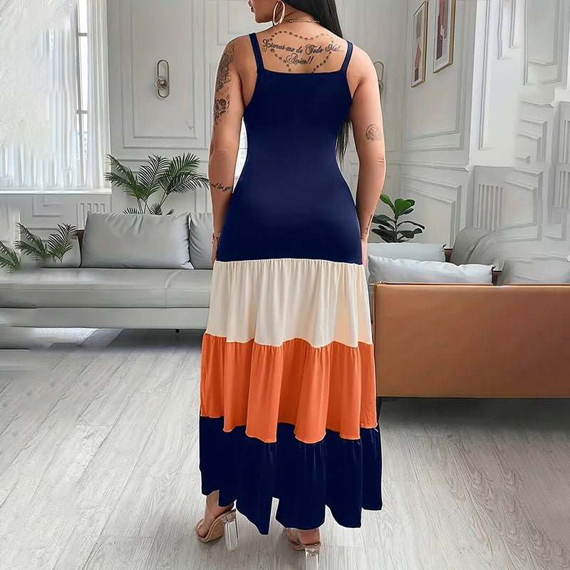 Sleeveless V Neck Spaghetti Strap Maxi Long Dress