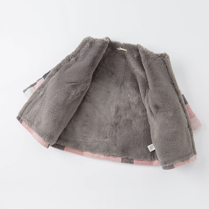 Mid-length Plaid Wool Scarf Jacket 3-Piece Outfit