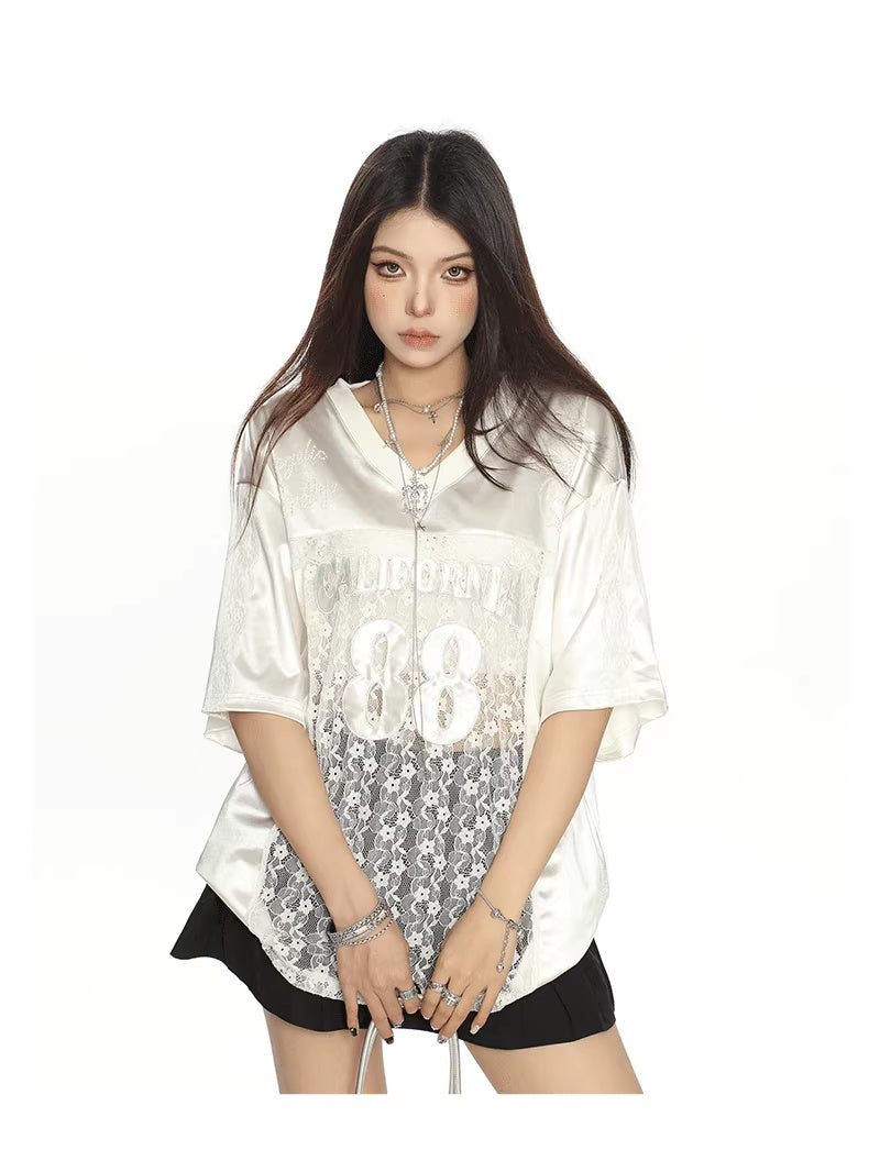 Lace Jersey Short Sleeve Shirt