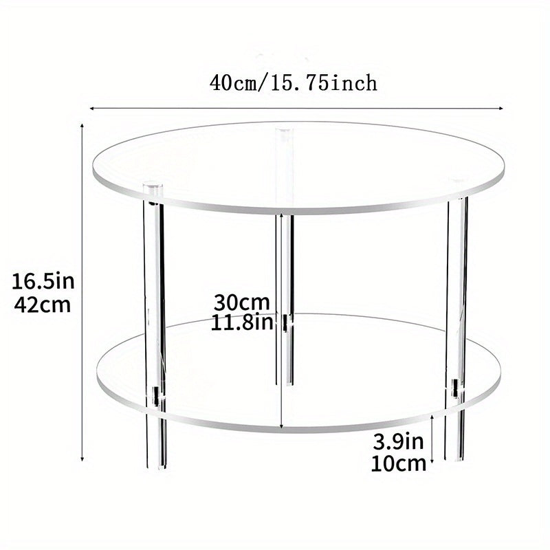 Double - Layer Acrylic Transparent Round Table