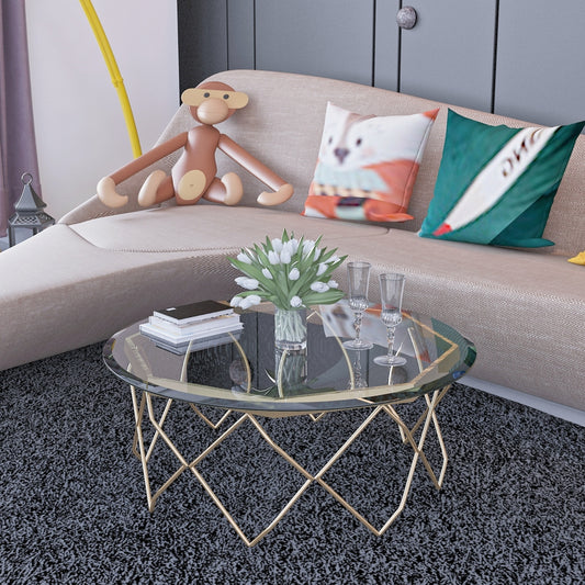 Beveled Polished Edge Round Tempered Glass Table