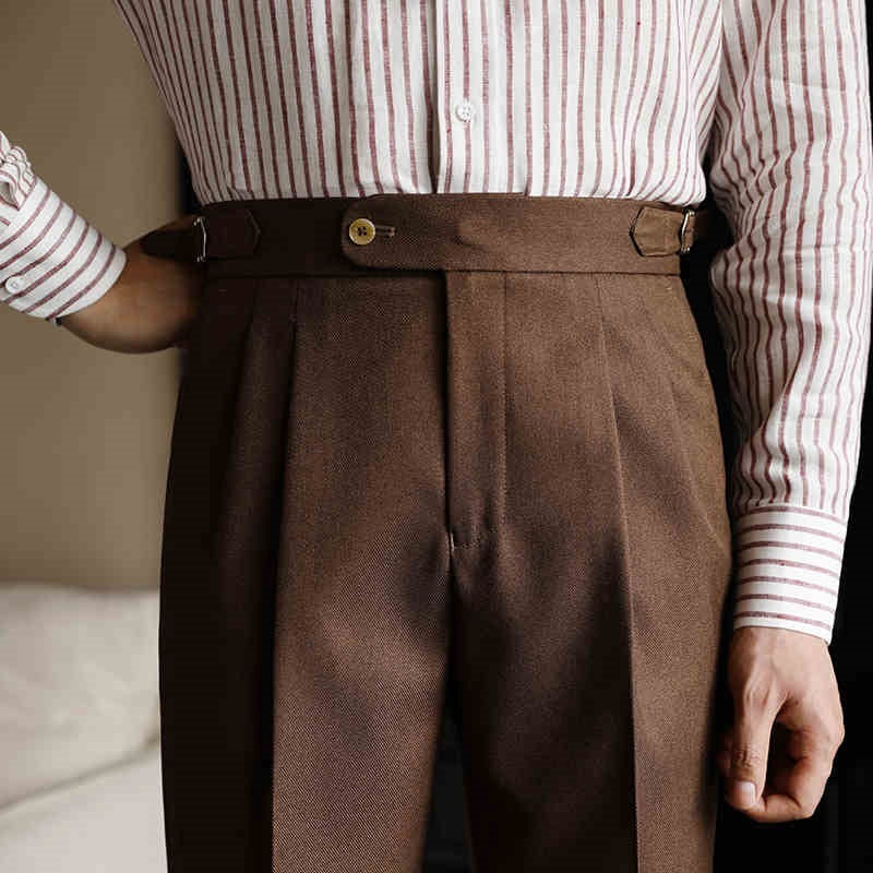 High-waisted Paris Button Straight Leg Pants