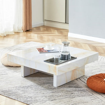 Coffee Table With Imitation Marble Patterns - Made Of MDF Material