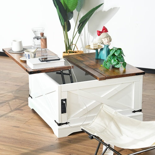 Multi-functional Lifting Dining Coffee Table - Vintage White