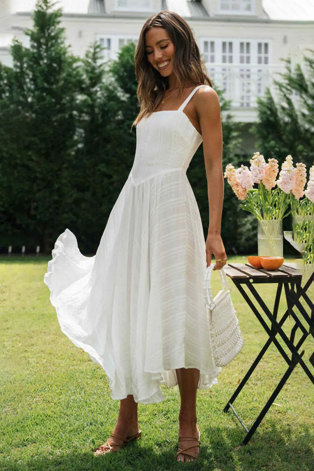 Sleeveless Camisole Irregular Hem Long Dress