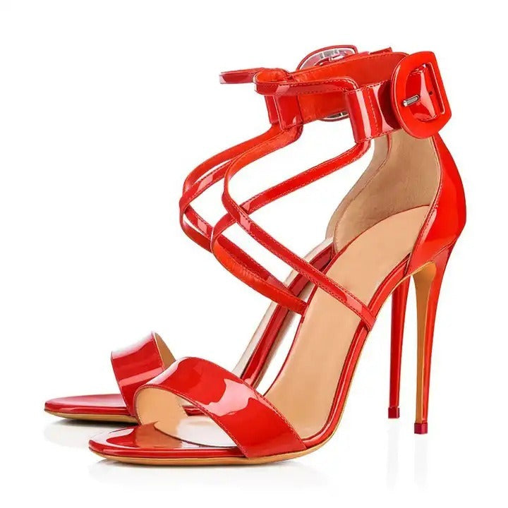Patent Leather Ankle Strap High Heels