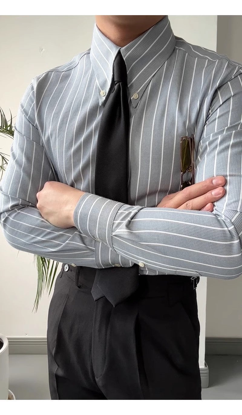 Business Long Sleeve Striped Button Down