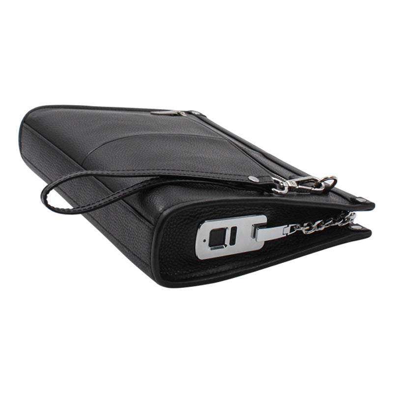 Leather Fingerprint Lock Business Bag