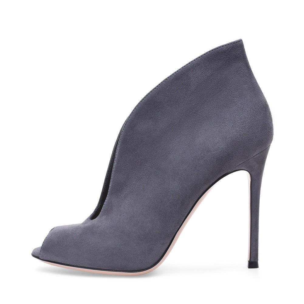 Open Toed Fish Mouth Ankle Boots
