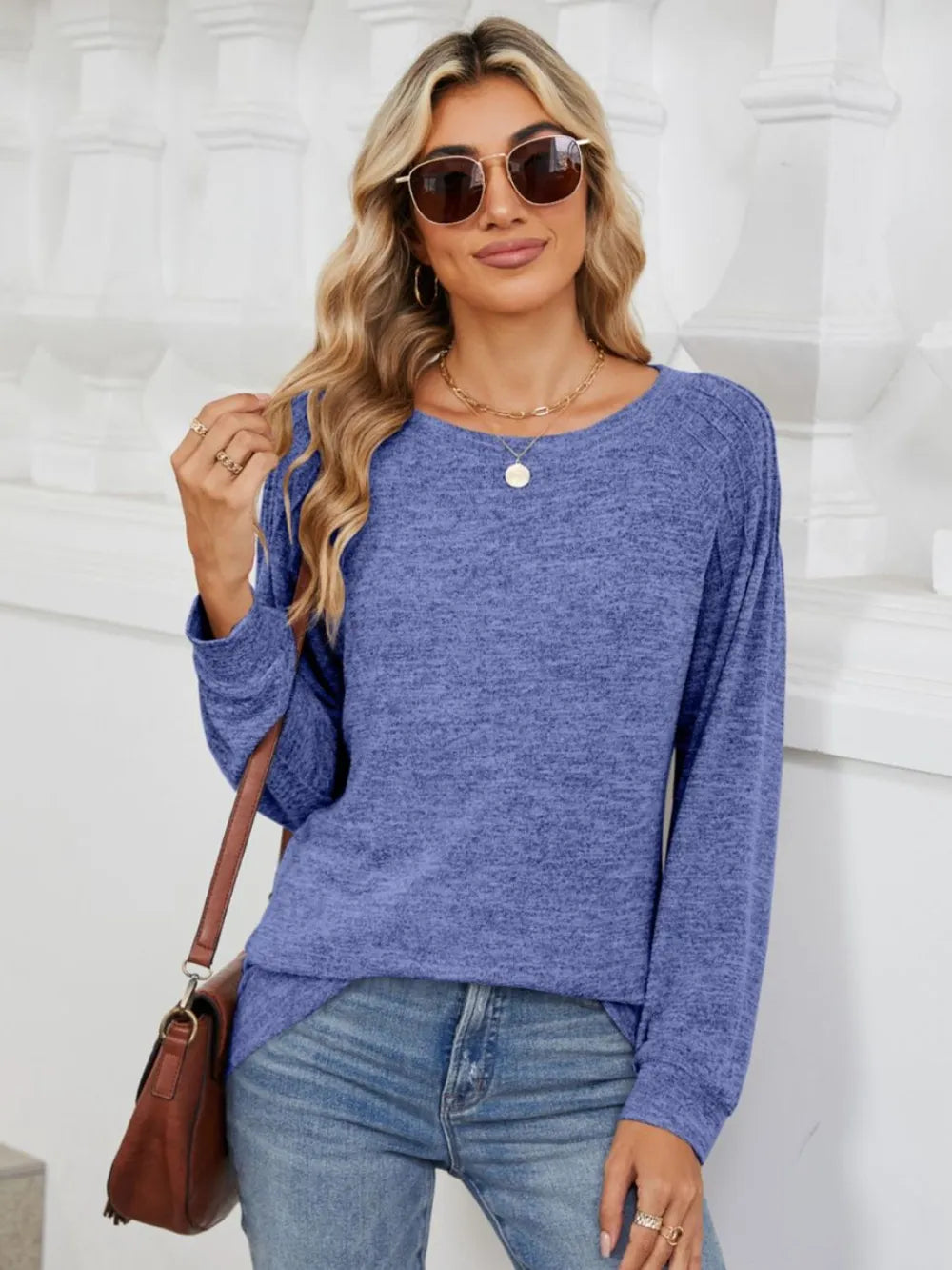 Round Neck Loose Drawstring Sweater