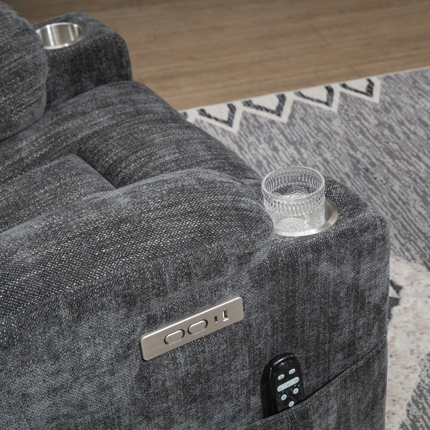 EMON'S Power Lift Massage & Heat Wide Overstuffed Recliner - Grey