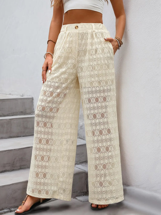 High Waisted Lace Wide Leg Pants