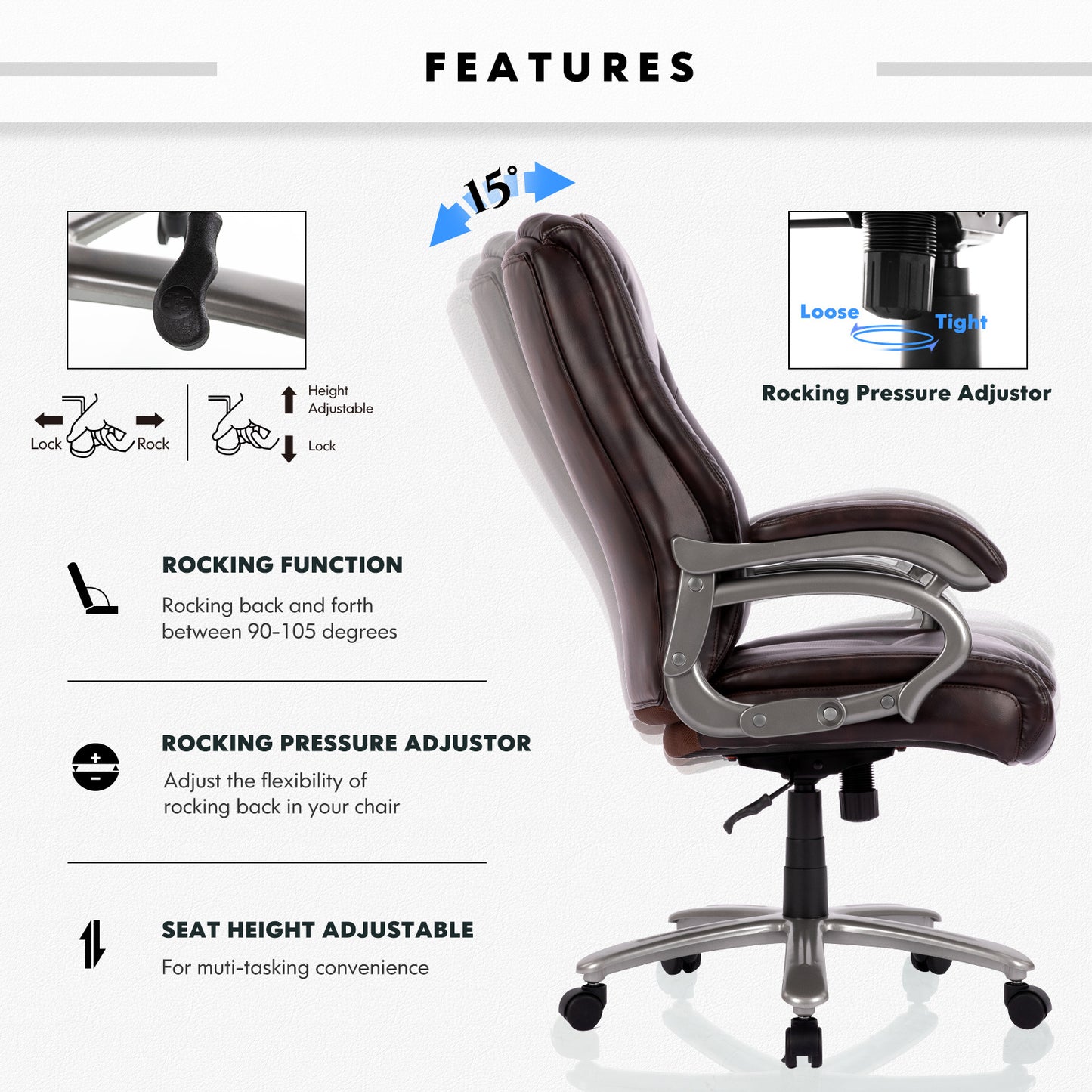 High Backrest Leather Computer Office Chair