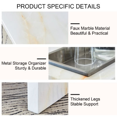 Coffee Table With Imitation Marble Patterns - Made Of MDF Material
