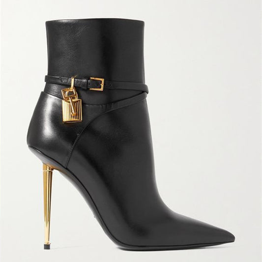 Ankle Lock Pointed Toe Ankle Boots