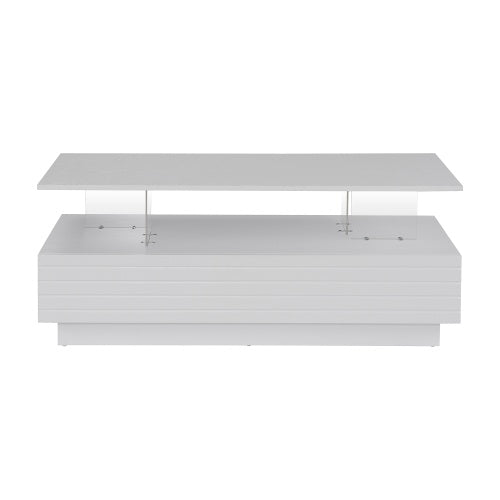 Rectangular LED Lights Coffee Table with 2 Drawers
