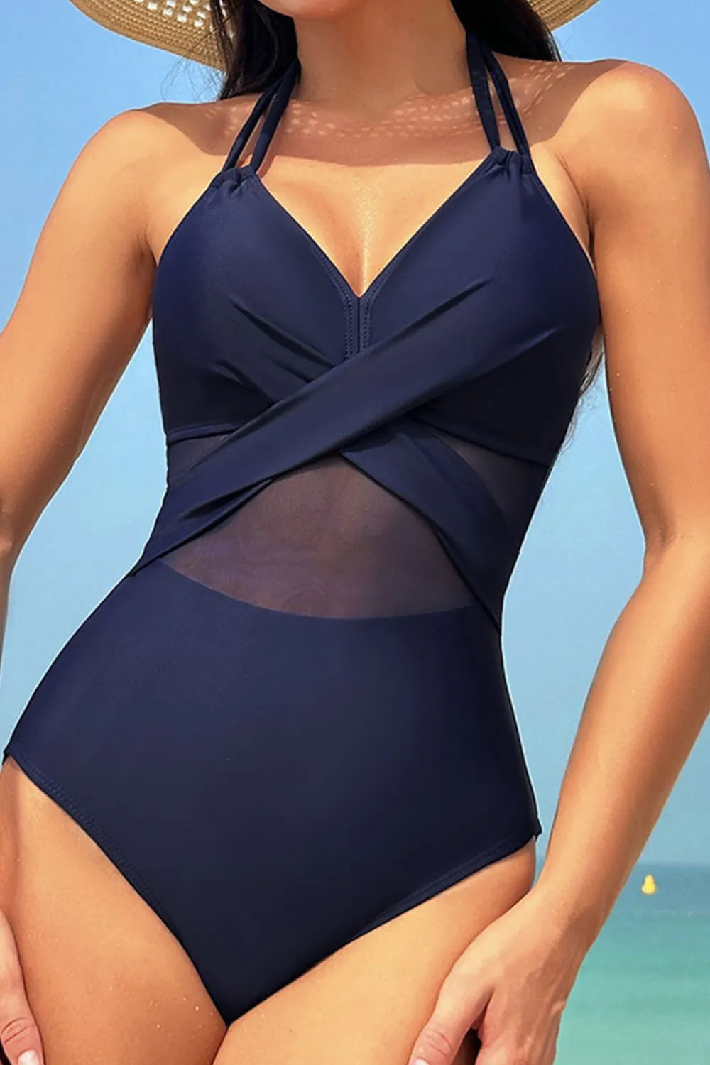 Crisscross Halter Neck One-Piece Swimsuit