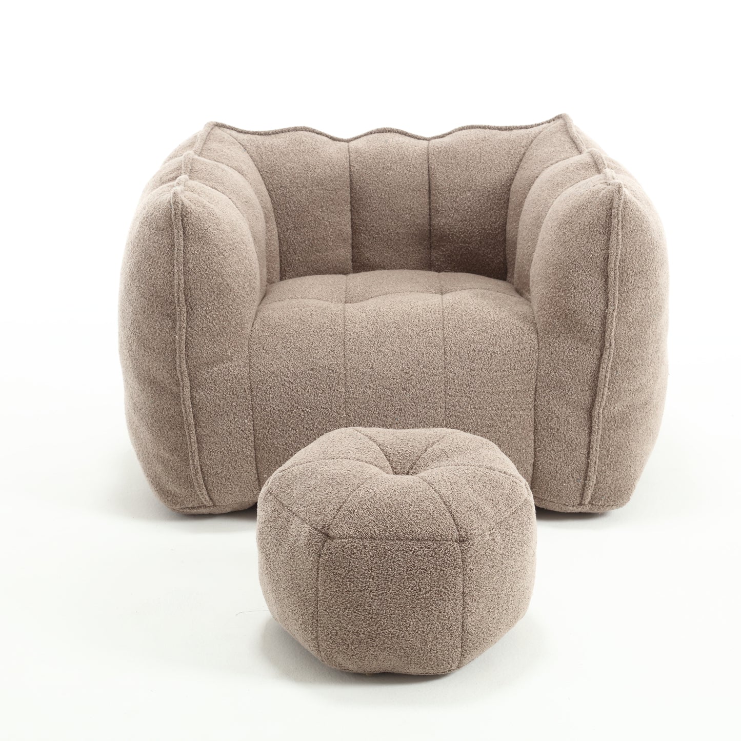 Soft Bean Bag Chair with Footstool - Coffee