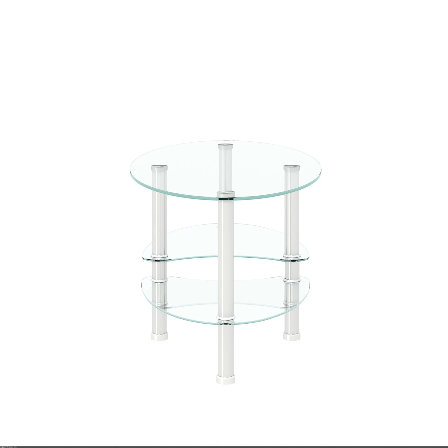 3-Layer Transparent Oval Glass Coffee Table with Stainless Steel Leg