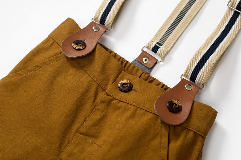 Crown Print Formal Outfit with Suspenders