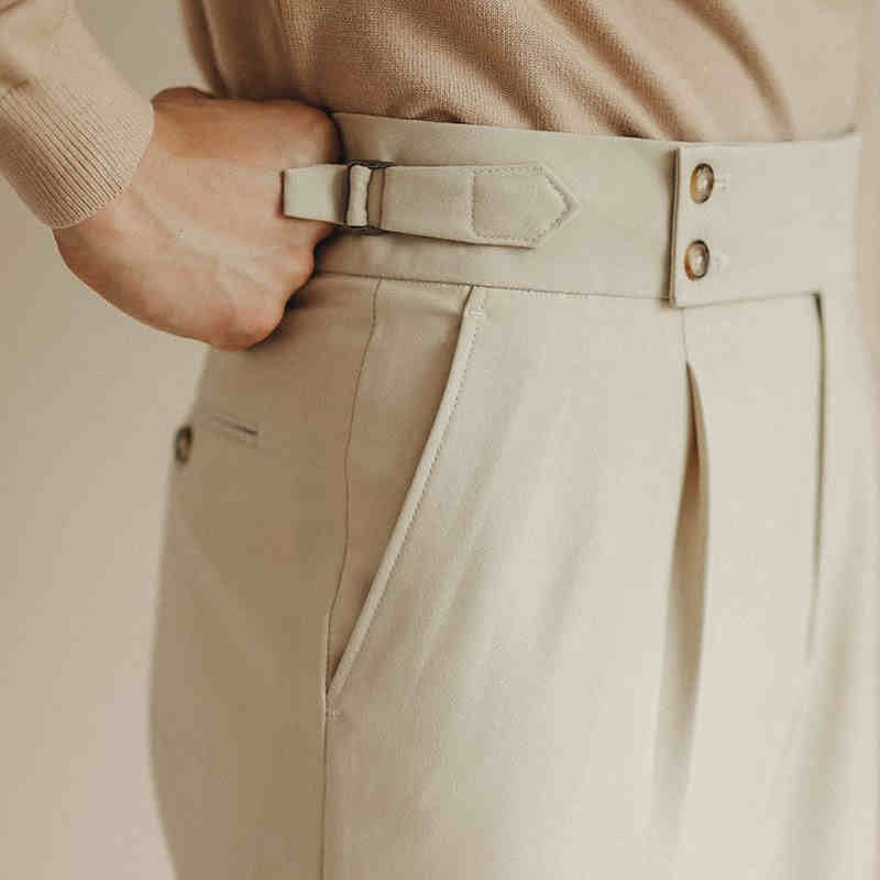 High-waisted Paris Button Straight Leg Pants