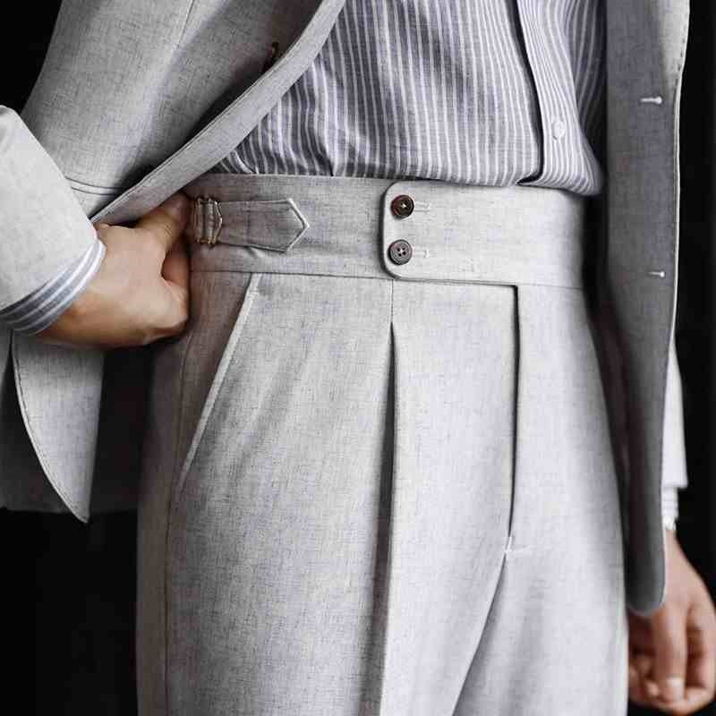 High-waisted Paris Button Straight Leg Pants