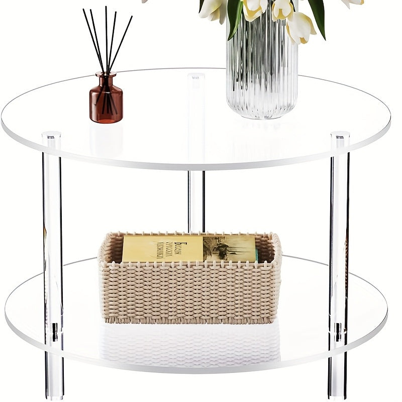 Double - Layer Acrylic Transparent Round Table