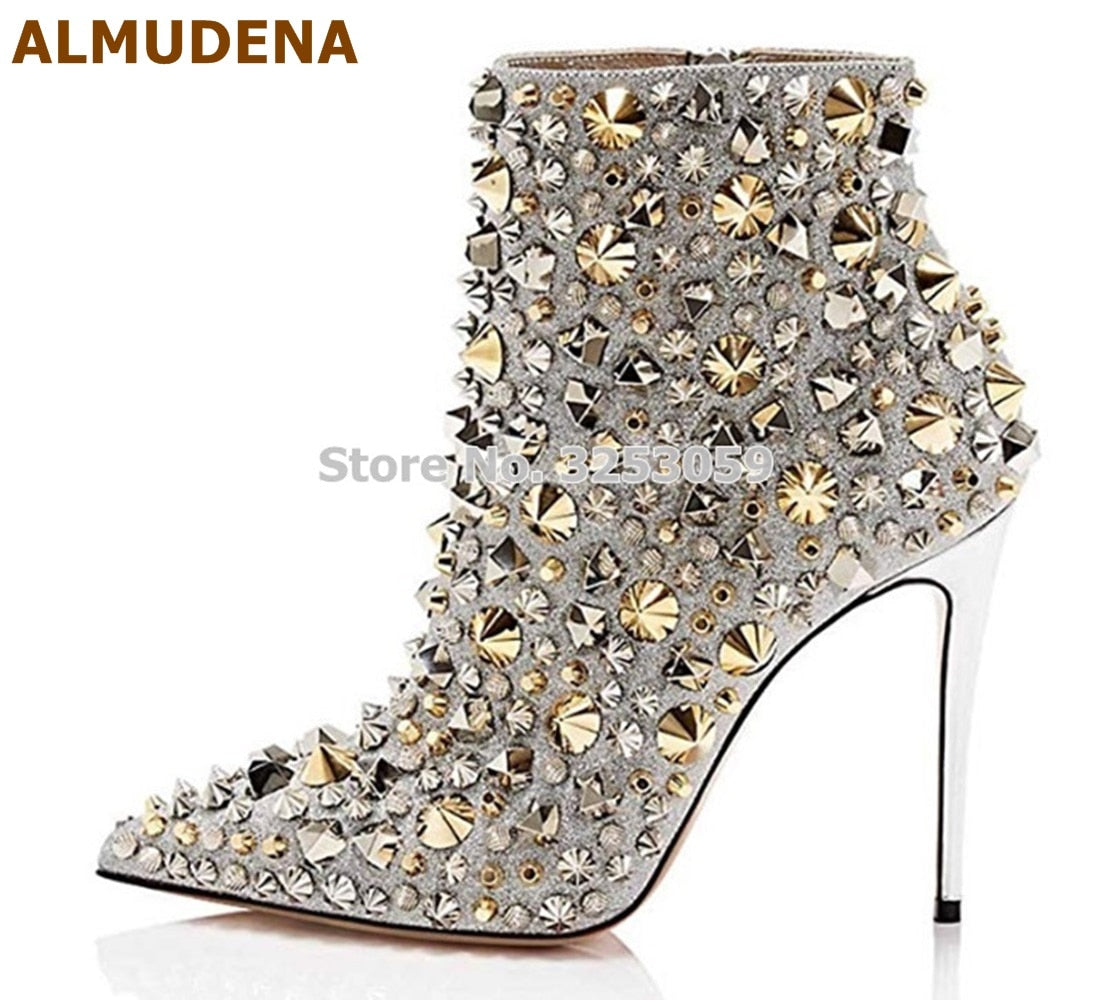 Studded Stiletto Ankle Boots