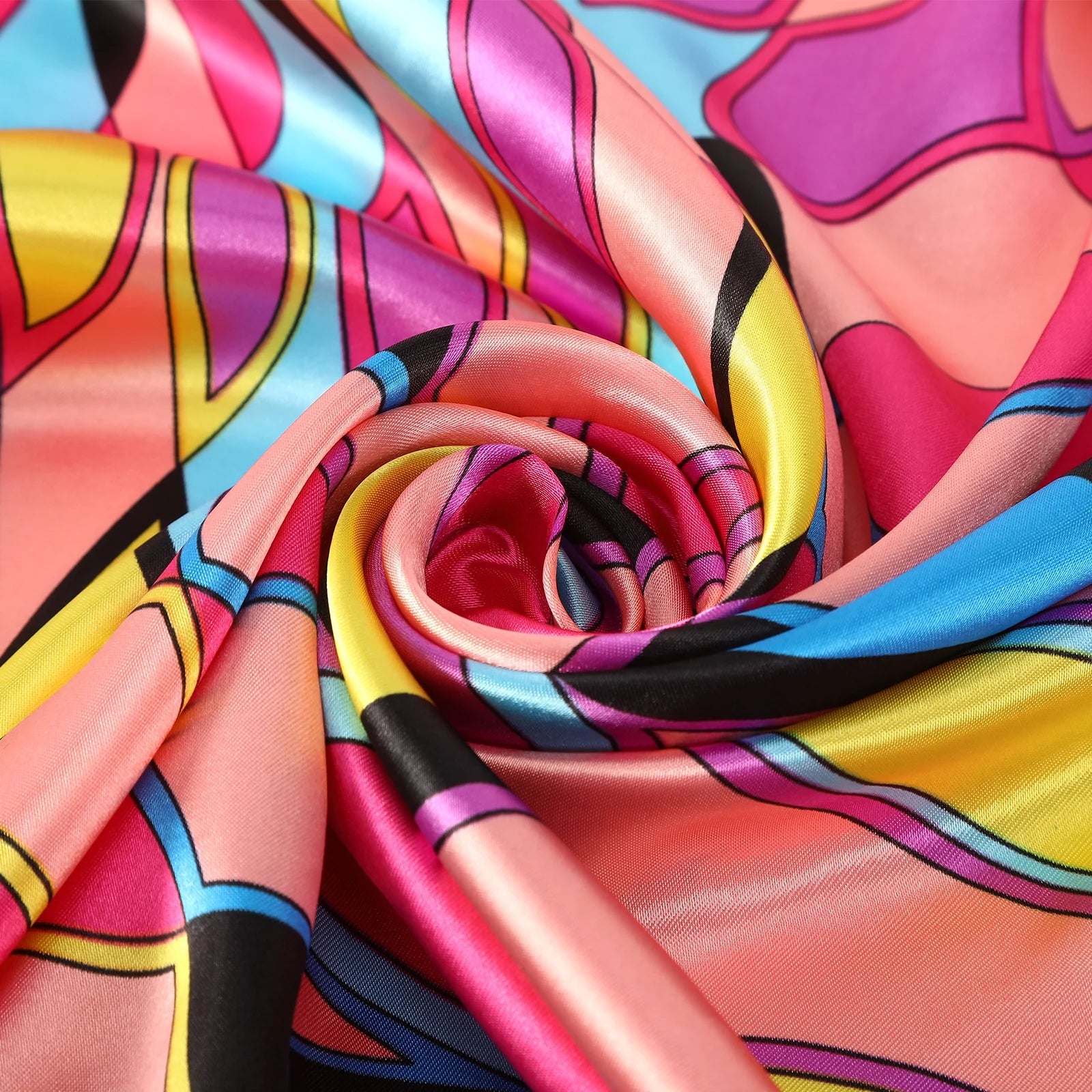 35” Large Satin Square Head Scarf - 2Pcs