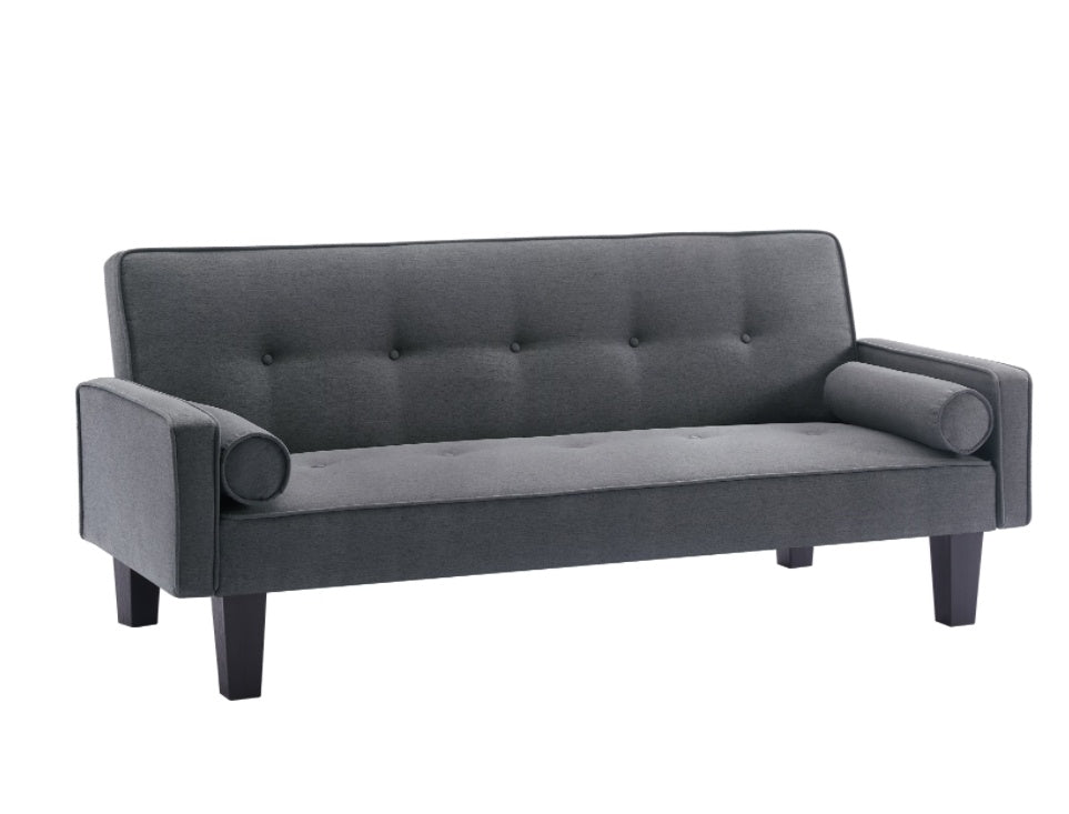 Tufted Fabric Convertible Sofa with Pillows