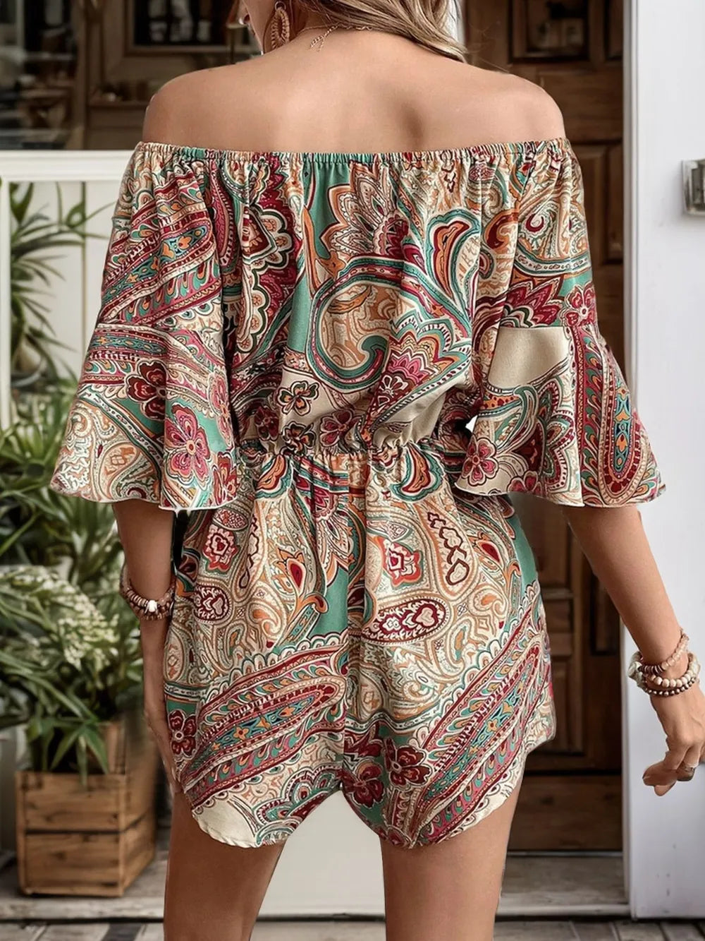 Off Shoulder Half Sleeve Romper