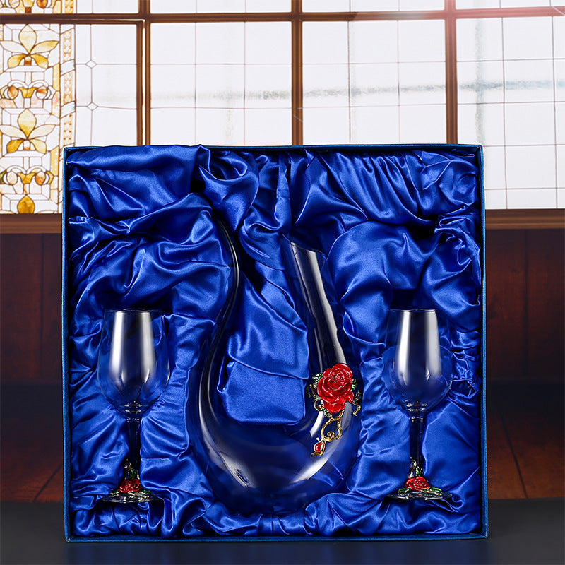 Enamel Crystal Glass Red Wine Glass Goblet Decanter