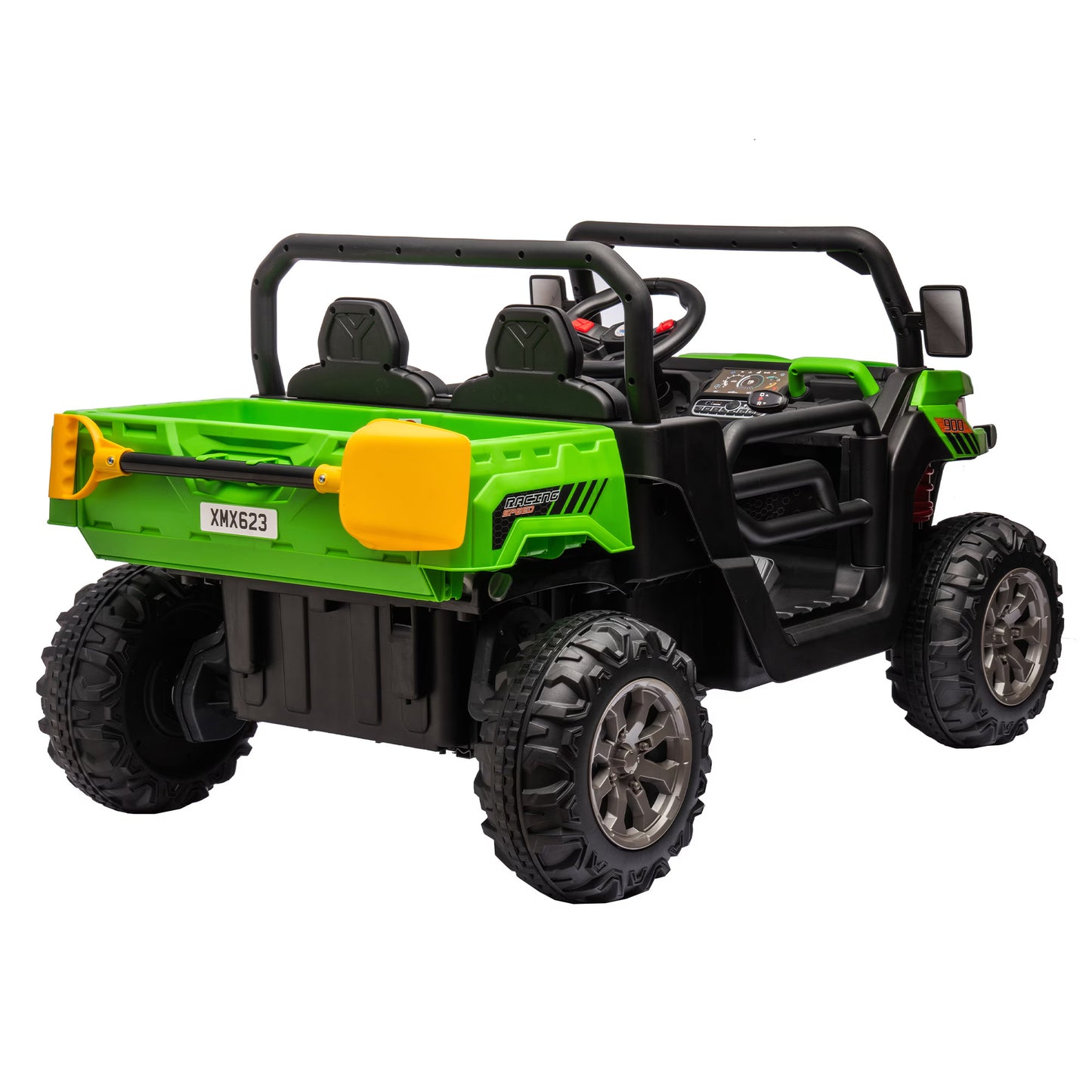 24V Ride On Dump Truck - 2 Seater Kids UTV with Electric Dump Bed - Green