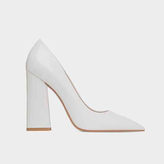 Thick Heeled Patent Leather High Heels