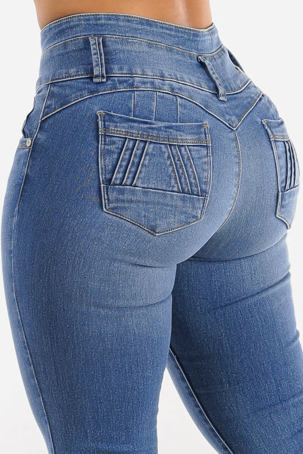 Bootcut High-Rise Buttoned Hip-Lift Jeans