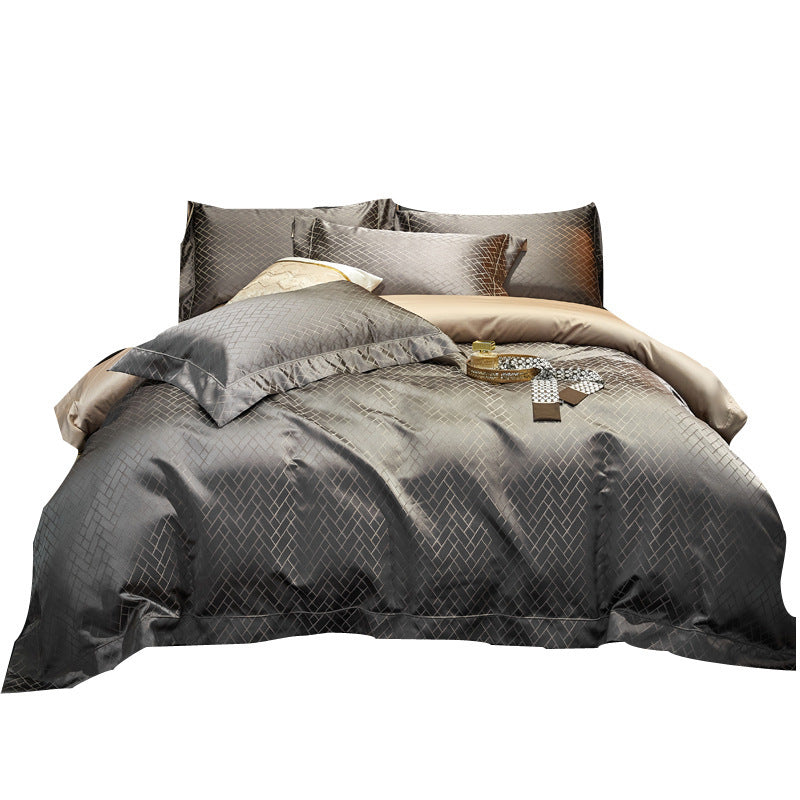Brocade Four-piece Jacquard Satin Quilt Bed Set