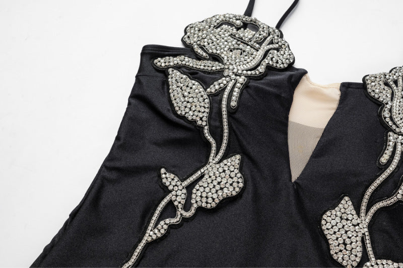 Rhinestone Rose Hot Spring One-piece Swimsuit