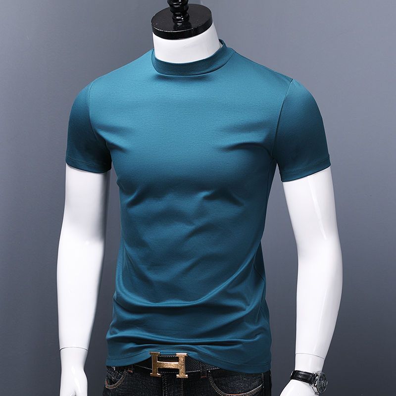 Slim-fit Mercerized Half-high Collar Tee