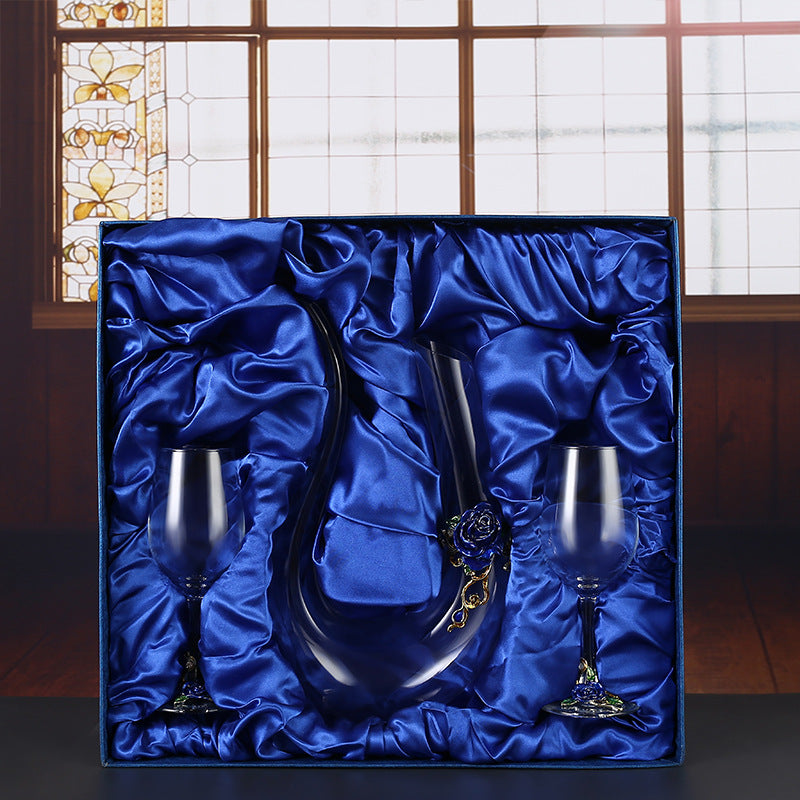 Enamel Crystal Glass Red Wine Glass Goblet Decanter