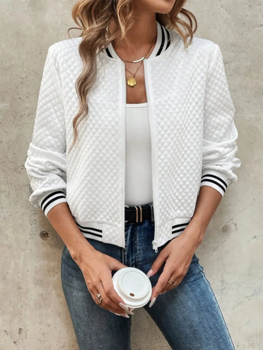 Striped Collar Bomber Jacket