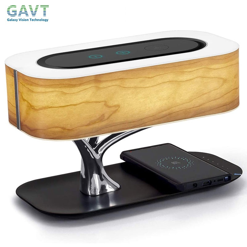 LED Table Lamp - Dimmable Bluetooth Speaker Wireless Phone Charger