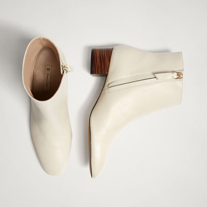 Zipper Ankle Leather Boots